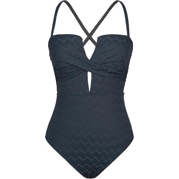 Cupshe Other - Cupshe Wrap Front Plunge Cutout Back Tie One Piece Swimsuit Size L